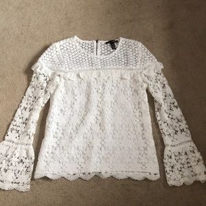 AQUA lace shirt white size S